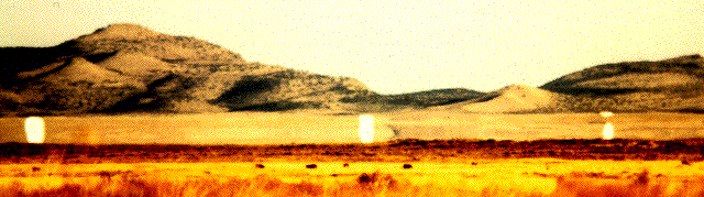 Distorted and multiple images of some of the antenna of the Very Large Array